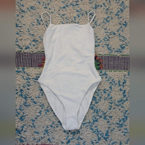 Madewell Square-Neck One-Piece Swimsuit in Soft White - Picture 1 of 3
